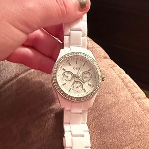 Fossil Women's White and Silver Watch